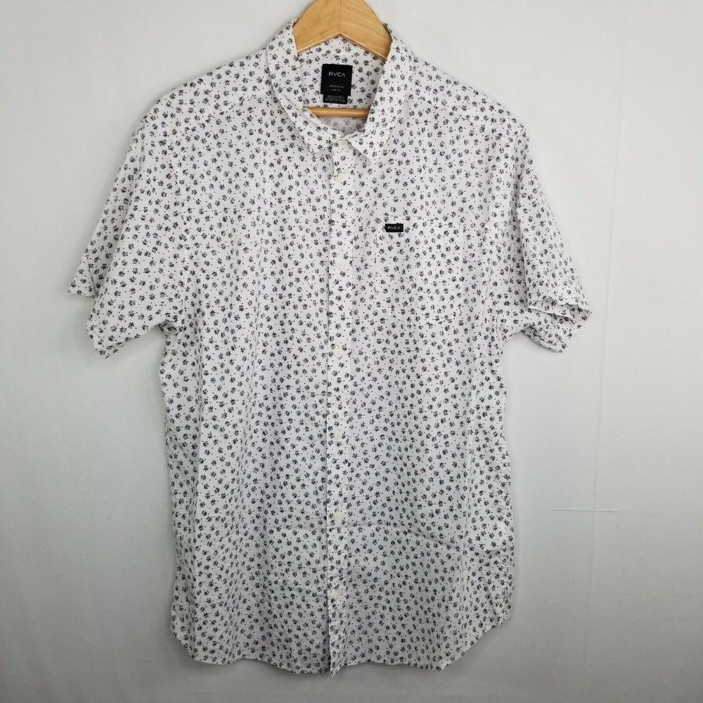 RVCA Mens Size XL Slim Fit Button Down Top Short S